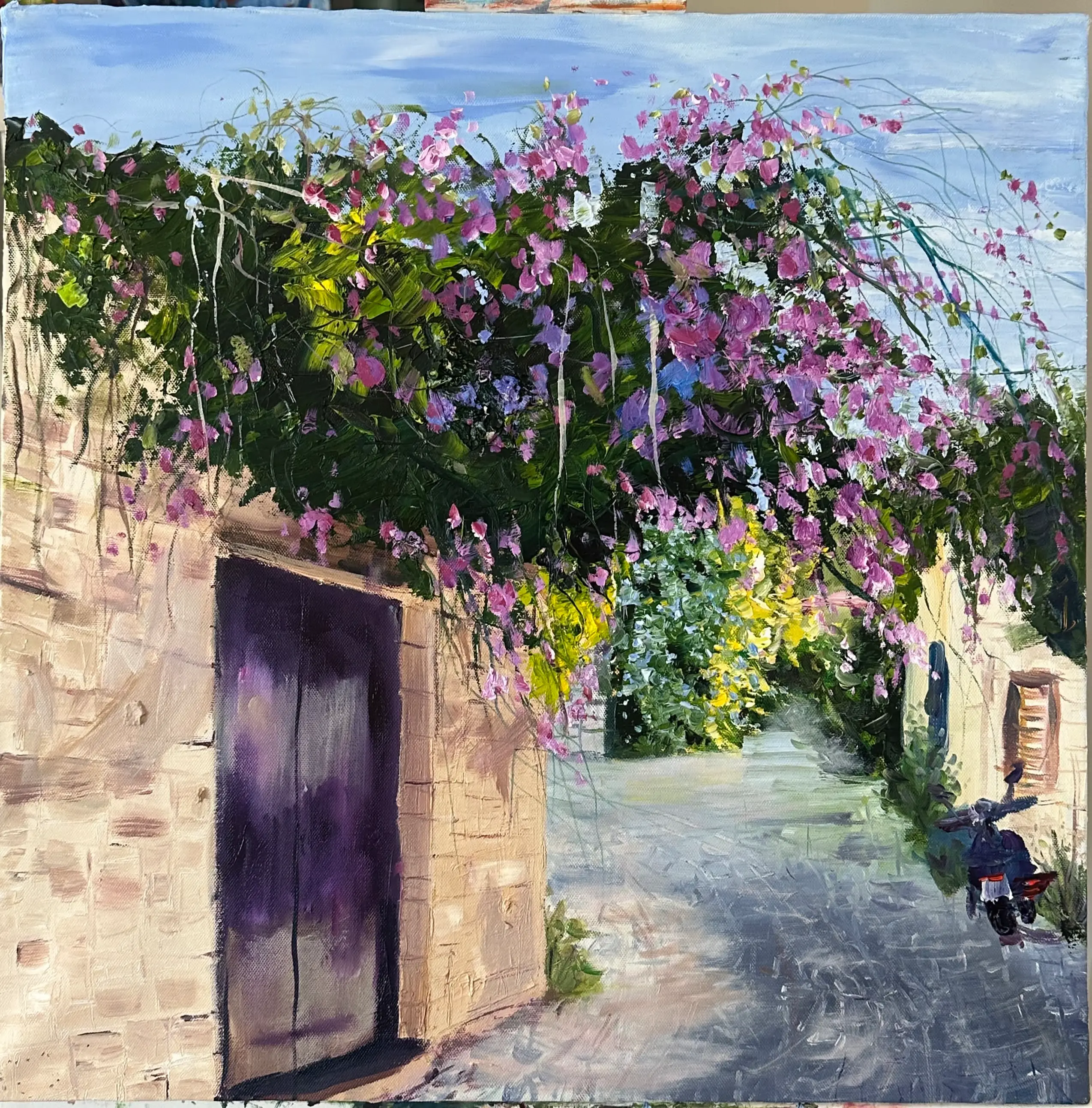 Alacati Streets painting Oil Painting Reyhan Uyanik