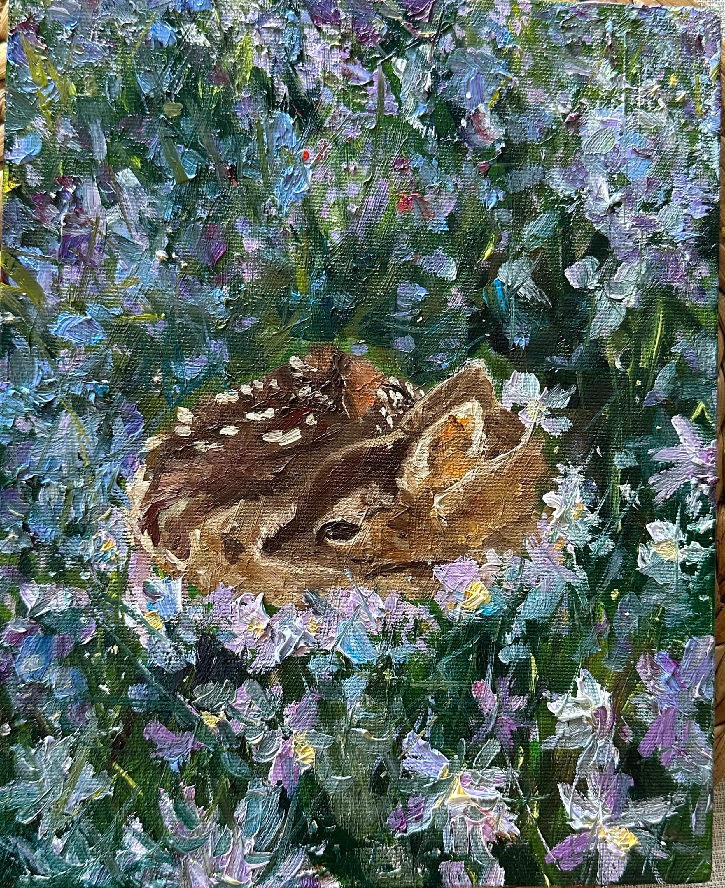 Sleeping Fawn Oil Painting Reyhan Uyanik
