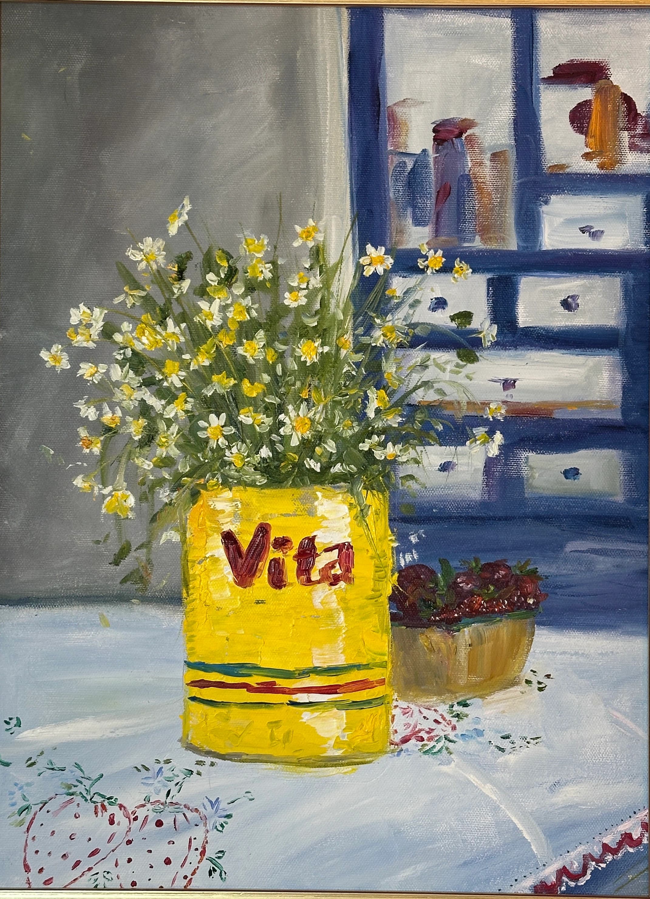 Daisies in Vita Oil Painting Reyhan Uyanik
